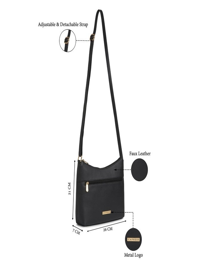 كابريس حقيبة كتف متوسطة الحجم من كابريس آش للنساء، مزودة بحزام قابل للتعديل لراحة الارتداء | إغلاق بسحاب | حقيبة يد متعددة الاستخدامات بسحاب خلفي للاستخدام اليومي والسفر والمناسبات الخاصة (أسود) - Image 3